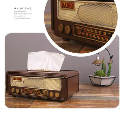 Retro Radio Shape Tissue Paper Box Napkin Storage Box