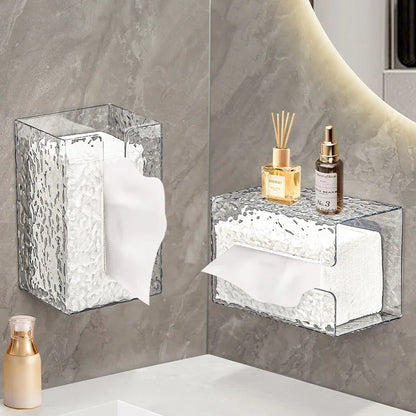 Bathroom Tissue Box Wall-mounted Paper Case Glacier Style Face Wash Towel Storage